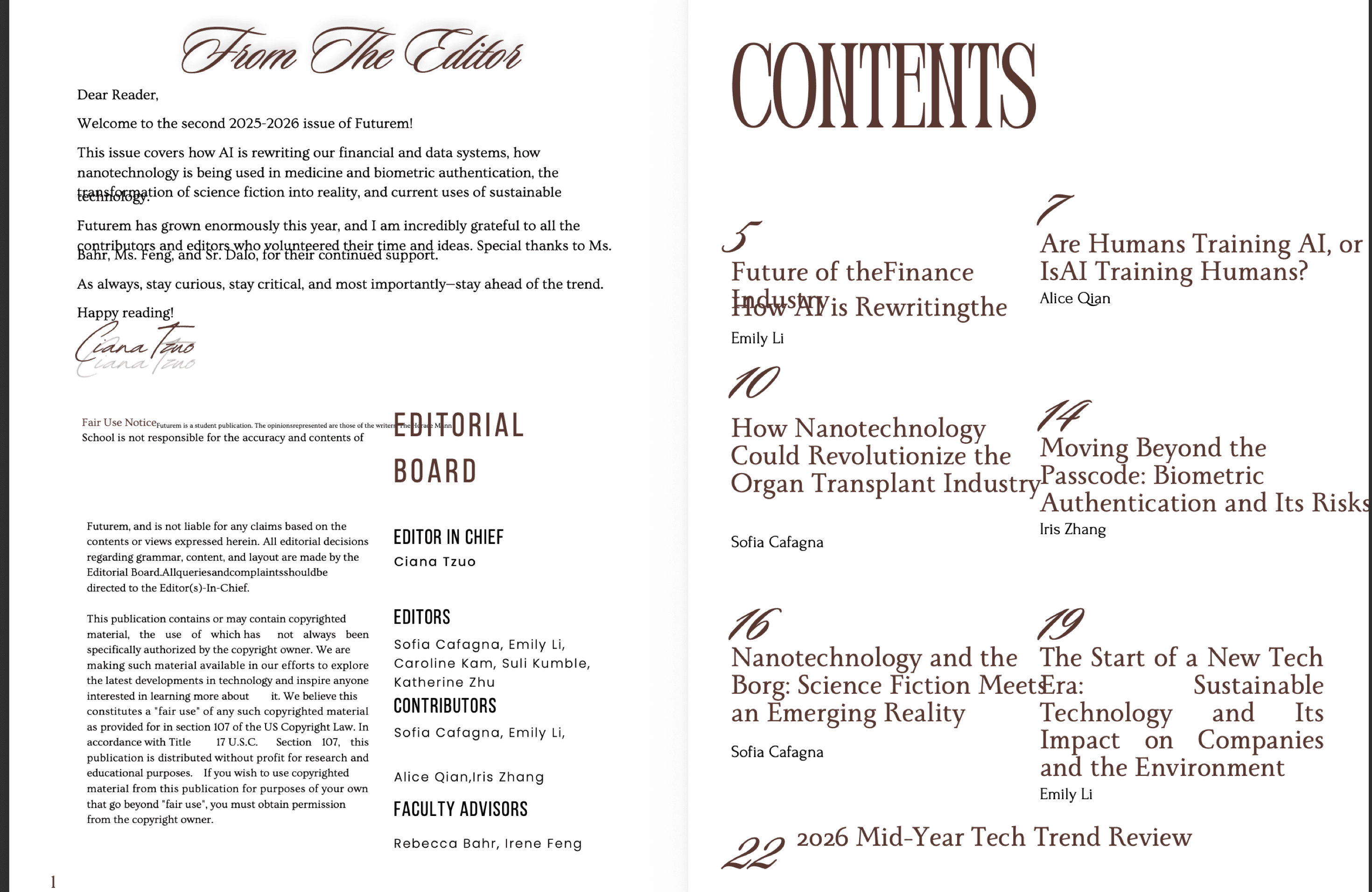 Futurem Issue 4 contents