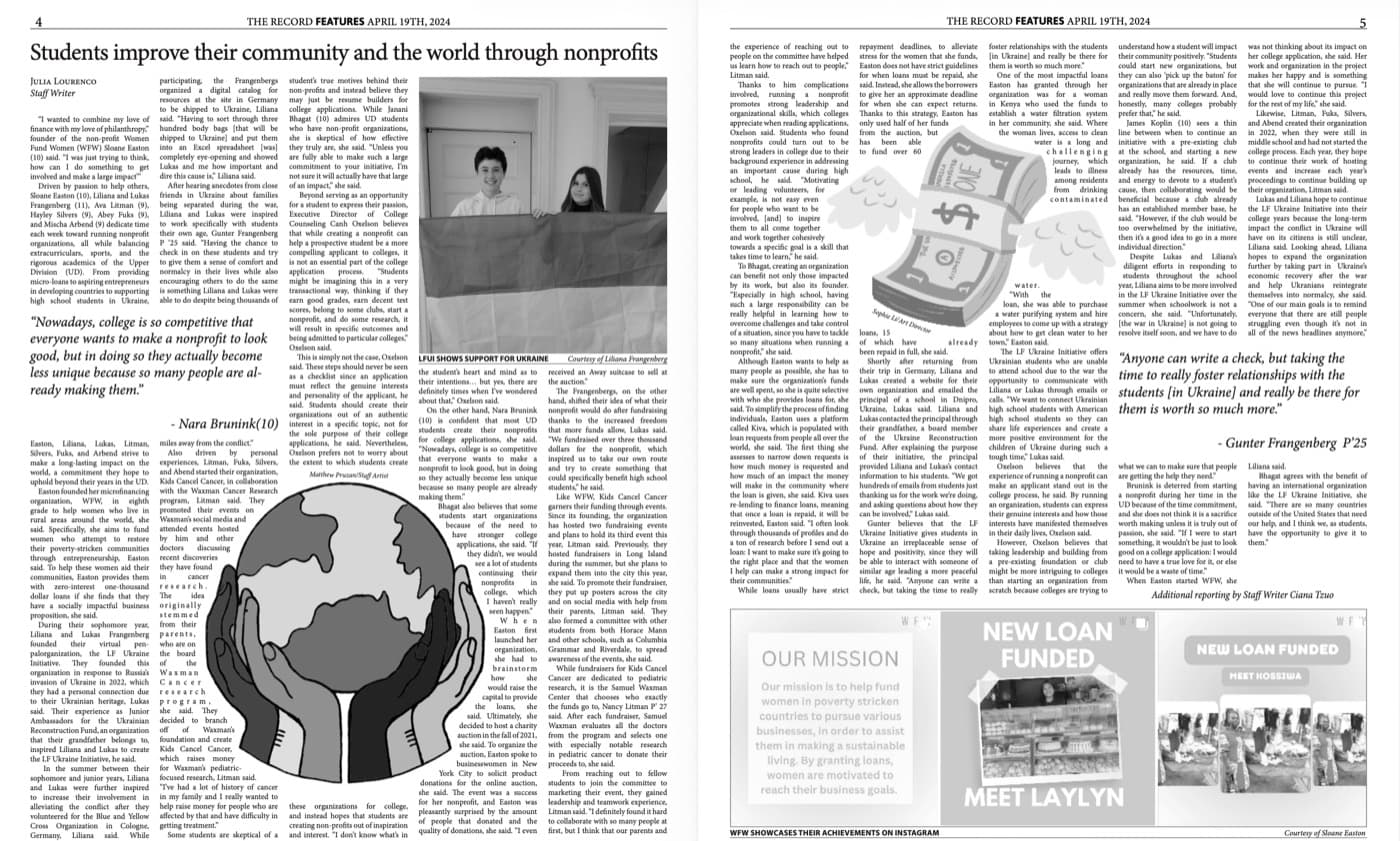 The Record — Students Improve Their Community and the World Through Nonprofits
