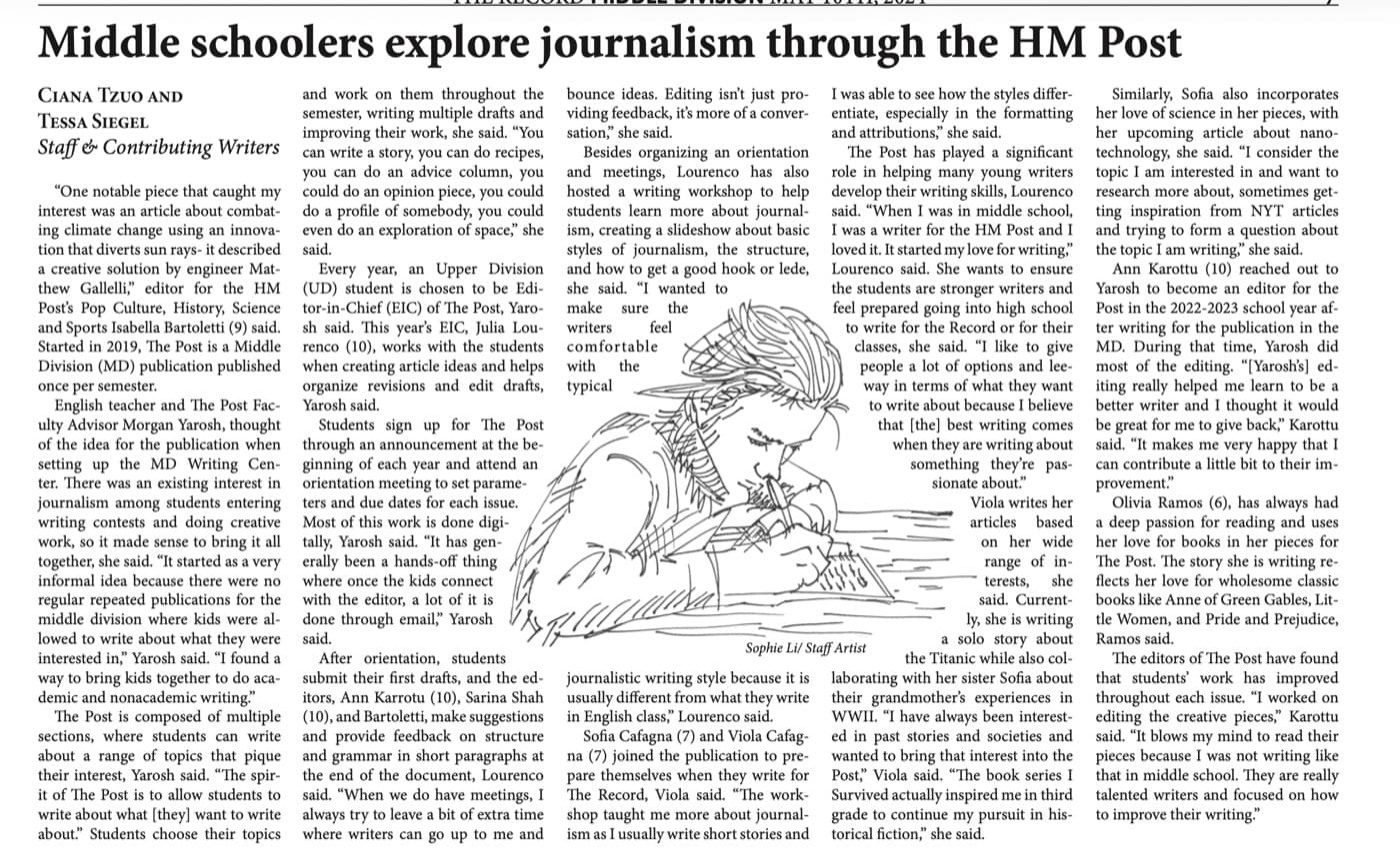 The Record — Middle Schoolers Explore Journalism Through the HM Post