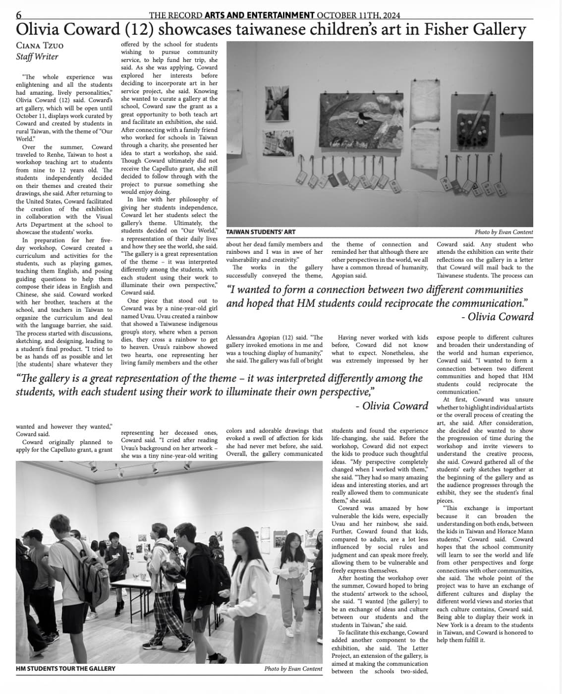 The Record — Olivia Coward Showcases TW Children’s Art