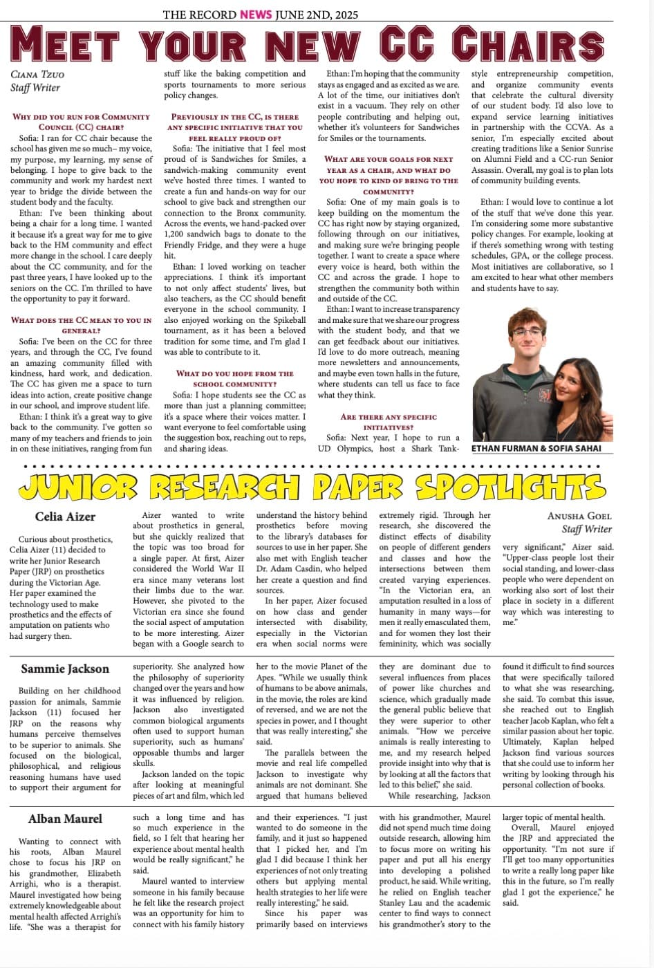 The Record — Meet Your New CC Chairs