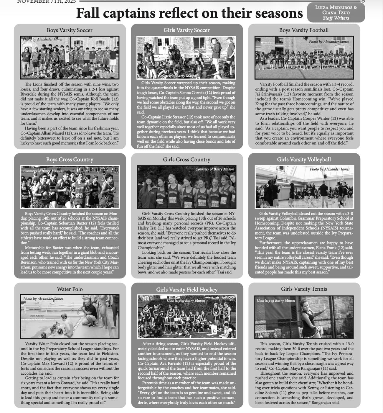 The Record — Fall Captains Reflect on Their Seasons